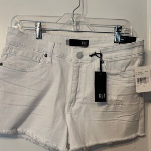 Kut From The Kloth White Frayed Hem Denim Shorts